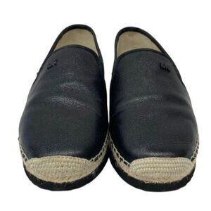 Michael Kors Black Leather Espadrille Flats Slip-On Shoes Size 8